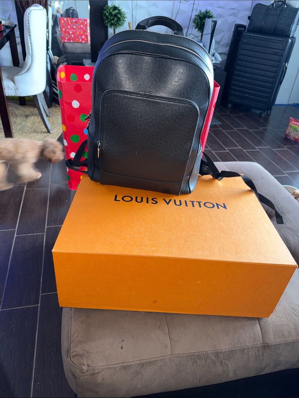 Louis Vuitton Black Textured Leather Backpack - Picture 14 of 15